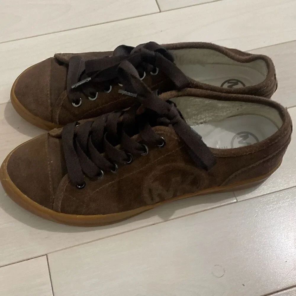 Michael Kors Women's Suede Leather Low-Top Sneakers Brown Size 7.5M